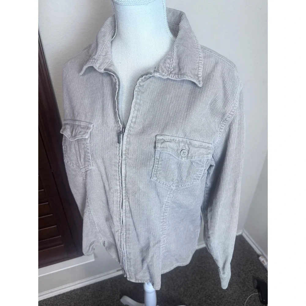 Sonoma Tan Corduroy Zip Up Jacket Womens XL Cotton Shacket Beige